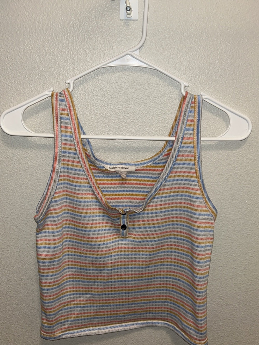 Caution To The Wind Pastel Multi-Stripe Ribbed Tank